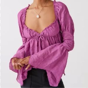 Urban Outfitters Sonnet Puff Sleeve Blouse Purple NWOT